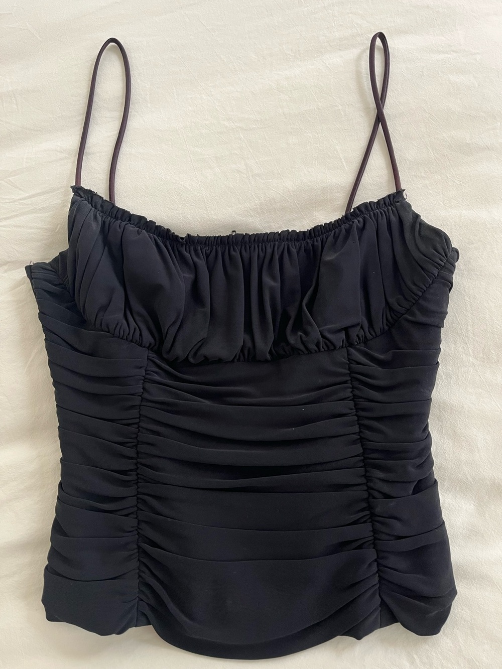 Maria Bianca Nero Black Ruched Spaghetti Strap Cami Top